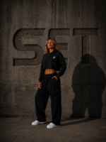 SET ALPHA  Black Crop Hoodie
